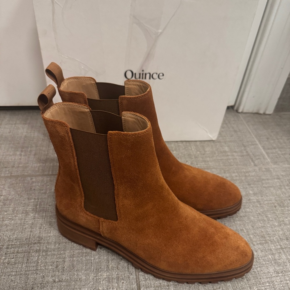 NIB | Quince Women Suede Chelsea Boot Cinnamon 10 - Picture 5 of 12